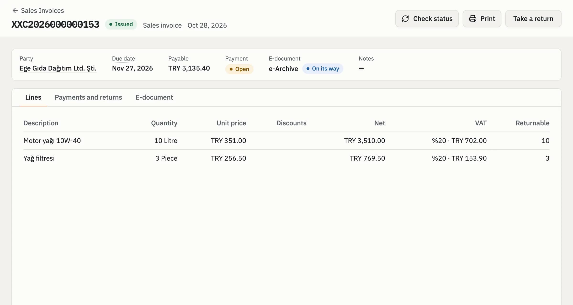 Coudy Accounting sales invoice screen